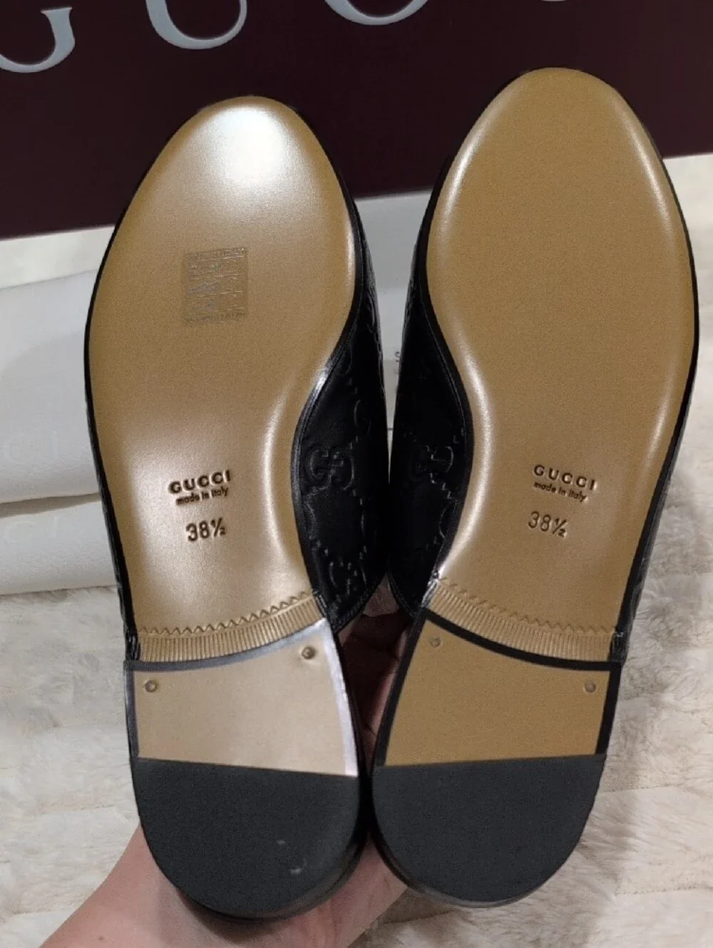 NIB Gucci Princetown GG Mules in Embossed Leather 38.5